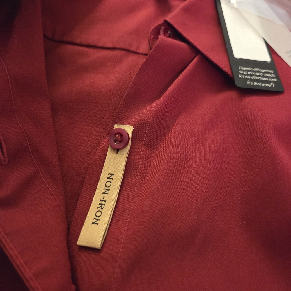 Investments sz 18W burgundy button up shirt NWT casual career basic cotton/spndx - Picture 14 of 14